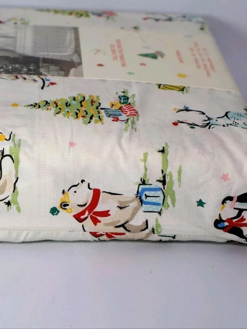 Cath Kidston London Full Size Sheet Set, Christmas Animals Cream, 100% Cotton